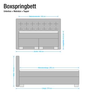 Lit boxspring Minette Imitation cuir - Ecru - 140 x 200cm - Matelas à ressorts bombés ensachés - D2 souple