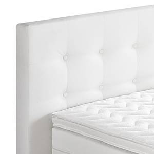 Lit boxspring Minette Imitation cuir - Blanc - 140 x 200cm - Matelas à ressorts bombés ensachés - D3 medium