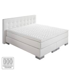 Boxspringbett Minette Kunstleder Weiß - 140 x 200cm - Tonnentaschenfederkernmatratze - H3