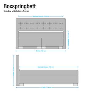Lit boxspring Minette Imitation cuir - Ecru - 160 x 200cm - Matelas à ressorts bombés ensachés - D3 medium