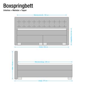 Boxspringbett Minette Kunstleder Kunstleder - Ecru - 180 x 200cm - Tonnentaschenfederkernmatratze - H3