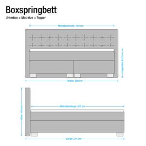 Boxspringbett Minette Kunstleder Kunstleder - Schwarz - 180 x 200cm - Tonnentaschenfederkernmatratze - H3