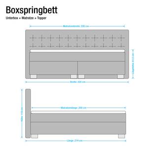 Lit boxspring Minette Imitation cuir - Noir - 200 x 200cm - Matelas à ressorts bombés ensachés - D3 medium