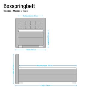 Boxspringbett Minette Kunstleder Weiß - 80 x 200cm - Tonnentaschenfederkernmatratze - H2