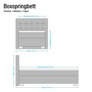 Boxspring Minette kunstleer - Ecrú - 90 x 200cm - Ton-pocketveringmatras - H2 zacht