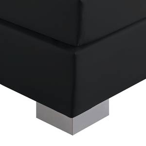 Lit boxspring Minette Imitation cuir - Noir - 90 x 200cm - Matelas à ressorts bombés ensachés - D2 souple