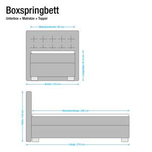 Boxspringbett Minette Kunstleder Ecru - 90 x 200cm - Tonnentaschenfederkernmatratze - H3