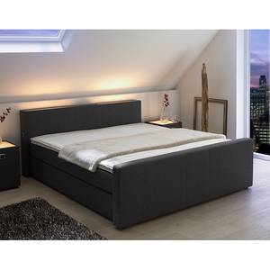 Gestoffeerd bed Momentum inclusief topper en verlichting - fijne grijs/bruine structuurstof