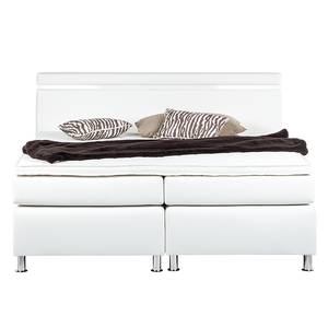 Boxspring Moonlight lV inclusief topper - Wit - 140 x 200cm - Bonell-binnenveringmatras - Bonellvering