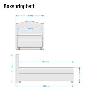 Lit boxspring Nevan Tissu - Crème - 100 x 200cm - Matelas à ressorts Bonnell - D2 souple