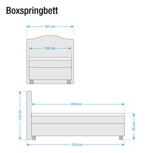 Boxspringbett Nevan Webstoff - Anthrazit - 100 x 200cm - Kaltschaummatratze - H2