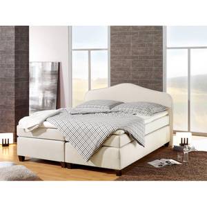 Lit boxspring Nevan Tissu - Crème - 100 x 200cm - Matelas à ressorts bombés ensachés - D2 souple