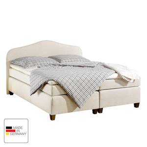 Lit boxspring Nevan Tissu - Crème - 100 x 200cm - Matelas à ressorts bombés ensachés - D3 medium