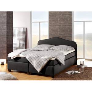 Boxspringbett Nevan Webstoff - Anthrazit - 140 x 200cm - Bonellfederkernmatratze - H2