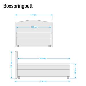 Boxspringbett Nevan Webstoff - Creme - 140 x 200cm - Bonellfederkernmatratze - H2