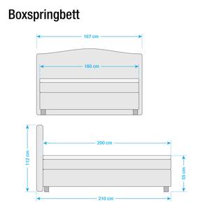 Lit boxspring Nevan Tissu - Marron - 160 x 200cm - Matelas à ressorts Bonnell - D2 souple