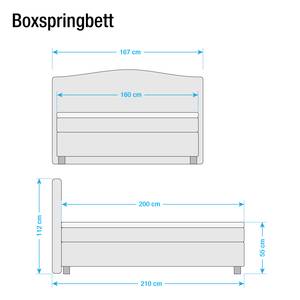 Lit boxspring Nevan Tissu - Taupe - 160 x 200cm - Matelas à ressorts Bonnell - D3 medium