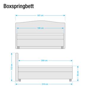 Lit boxspring Nevan Tissu - Marron - 180 x 200cm - Matelas à ressorts Bonnell - D2 souple