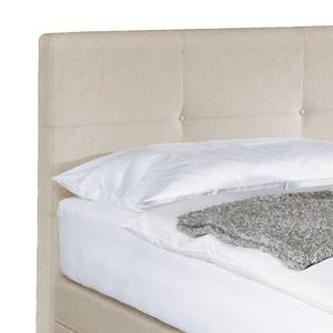 Lit Boxspring Newman Avec surmatelas - Tissu structuré beige - 200 x 200cm