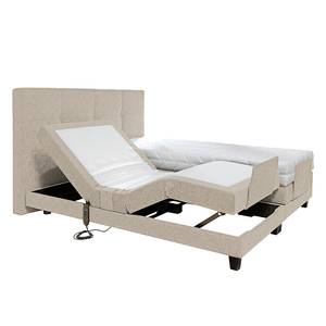 Lit Boxspring Newman Avec surmatelas - Tissu structuré beige - 160 x 200cm