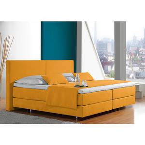 Lit boxspring Nilan Tissu - Jaune - 100 x 200cm - Matelas à ressorts bombés ensachés - D3 medium