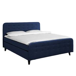 Boxspringbett Nordic XL Webstoff - Marineblau - 140 x 200cm - H3 - Ohne Topper