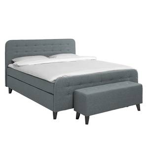 Boxspringbett Nordic XL Webstoff - Mintgrau - 140 x 200cm - H3 - Komfortschaum