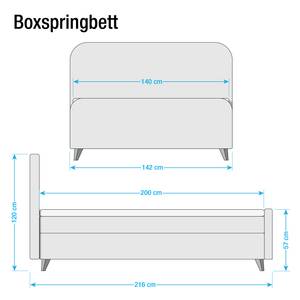 Boxspringbett Nordic XL Webstoff - Mintgrau - 140 x 200cm - H2 - Komfortschaum