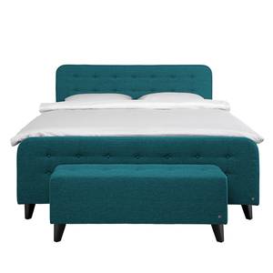 Boxspringbett Nordic XL Webstoff - Petrol - 200 x 200cm - H2 - Komfortschaum