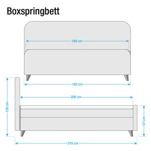Boxspringbett Nordic XL Webstoff - Marineblau - 180 x 200cm - H2 - Ohne Topper