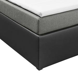 Boxspringbett Oakham (inklusive Topper) Kunstleder/Webstoff - Schwarz / Grau - 140 x 200cm