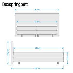 Lit boxspring Oakham (avec surmatelas) Imitation cuir / Tissu - Noir / Rouge - 140 x 200cm