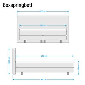 Boxspringbett Oakham (inklusive Topper) Kunstleder/Webstoff - Weiß / Grau - 140 x 200cm