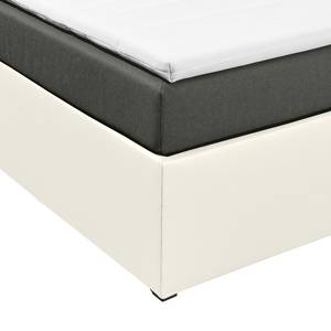 Lit boxspring Oakham (avec surmatelas) Imitation cuir / Tissu - Blanc / Anthracite - 180 x 200cm