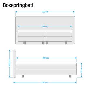Boxspring Oakham (inclusief topper) kunstleer/geweven stof - Wit/antracietkleurig - 180 x 200cm