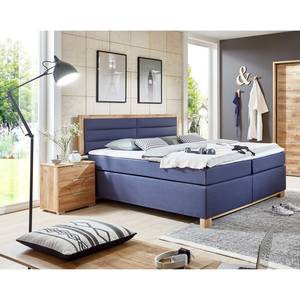 Boxspringbett Ohio Dunkelblau / Plankeneiche Dekor - Kaltschaumtopper