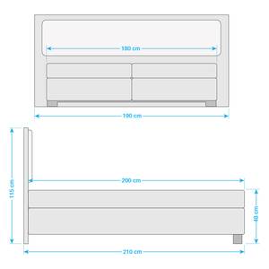 Boxspringbett Ohio Dunkelblau / Plankeneiche Dekor - Ohne Topper