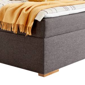 Gestoffeerd bed Orlando incl. topper & opbergruimte - antracietkleurig/eikenhouten planken-look