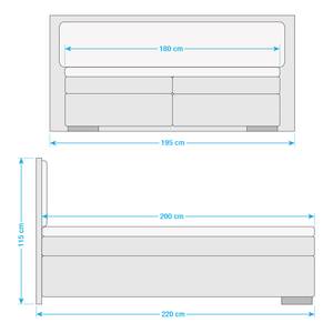 Gestoffeerd bed Orlando incl. topper & opbergruimte - antracietkleurig/eikenhouten planken-look