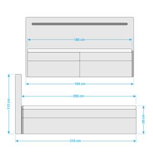 Boxspringbett Palang inkl. Beleuchtung & Topper - Kunstleder / Webstoff - Schwarz / Grau