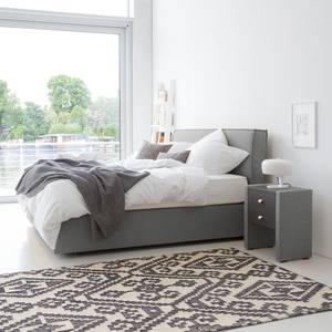 Lit boxspring Queens Tissu - Gris - 140 x 200cm - D2 souple