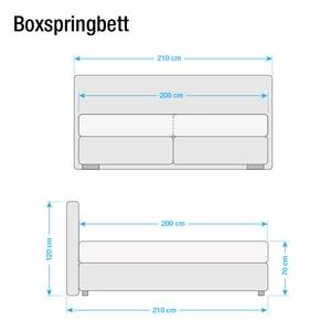 Boxspringbett Queens Webstoff - Grau - 200 x 200cm - H2