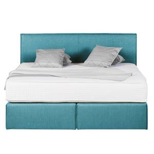 Boxspringbett Queens Webstoff - Petrol - 200 x 200cm - H3