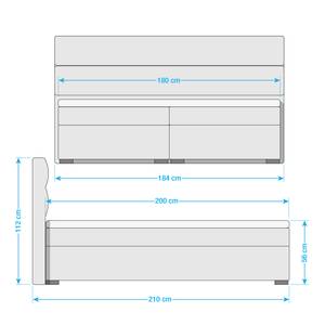 Boxspringbett Raha inkl. Beleuchtung & Topper - Webstoff - Lichtgrau