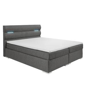 Boxspringbett Raha inkl. Beleuchtung & Topper - Webstoff - Grau