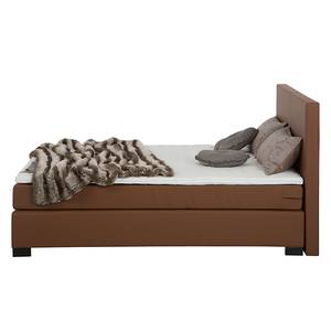 Lit boxspring Ramona II Avec surmatelas - Cuir synthétique - Marron - 180 x 200cm