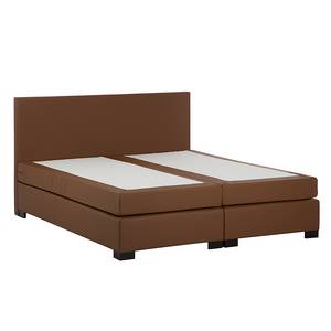 Lit boxspring Ramona II Avec surmatelas - Cuir synthétique - Marron - 180 x 200cm