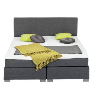 Lit boxspring Ramona II Avec surmatelas - Cuir synthétique - Gris - 180 x 200cm