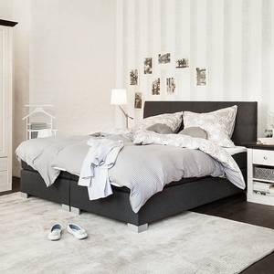 Letto boxspring Ramona III Materasso sottile incluso Stoffa strutturata antracite - 140 x 200cm