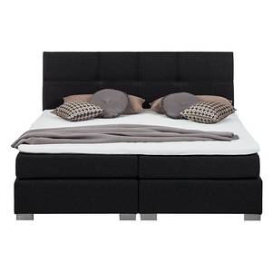 Lit boxspring Ramona III Avec surmatelas - Tissu structuré - Anthracite - 140 x 200cm